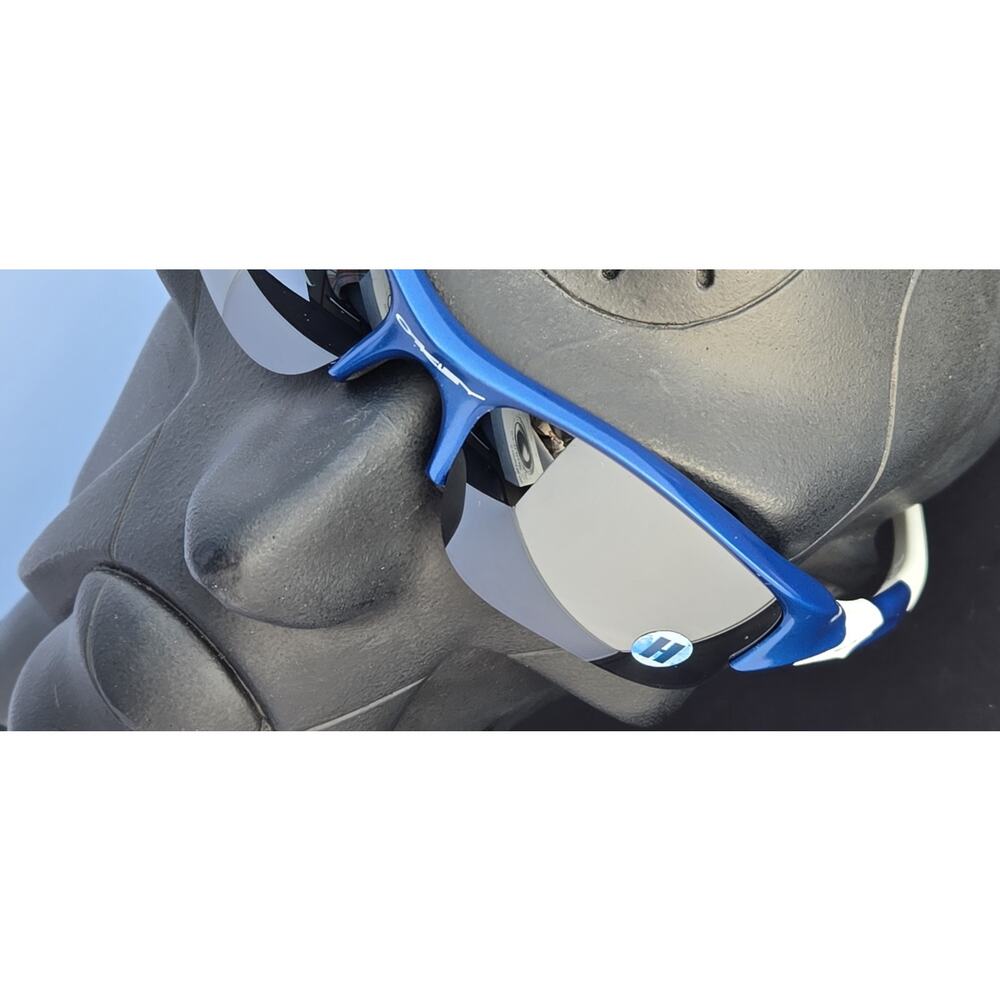 Oakley Sunglasses XL J DE Flak Jacket Metallic Blue Iridium Black Vintage 03-928